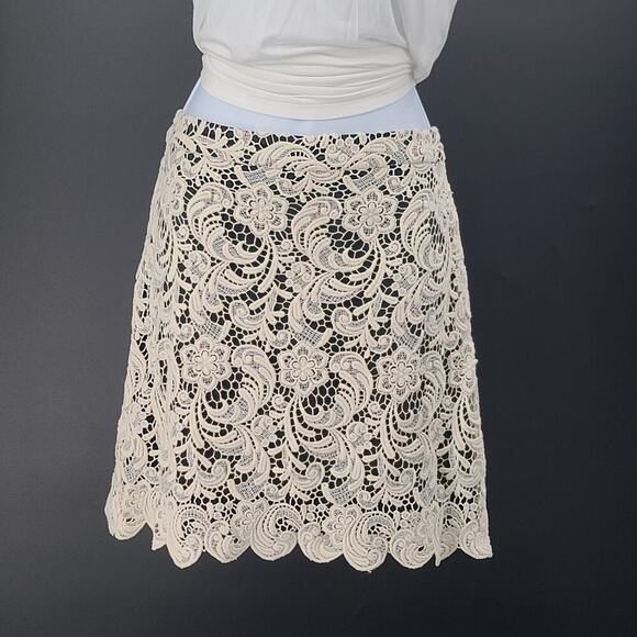 Alice+Olivia Lucia Lace women's skirt Ivory Cottagecore Coquette Feminine Small - Picture 2 of 8